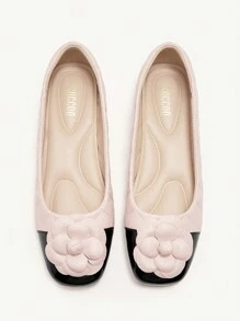 CUCCOO CHICEST 女士圆头舒适拼布平底乐福鞋 - 粉色 - 查看 1