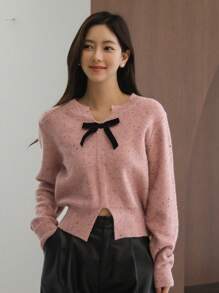 DAZY Valentijnsdag Dames Color Block Strik Trui
