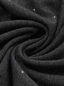 DAZY 女士优雅肩部缀饰亮片长袖T恤，秋季女装 - 灰色 - 查看 4