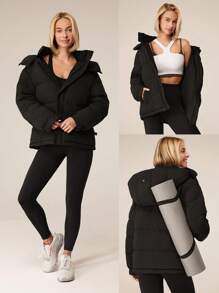 GLOWMODE 轻盈保暖休闲合身臀部长度可调节连帽羽绒夹克日常休闲冬季 - 黑色 - 查看 9