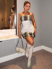 Glamine Damen Binde-Färbe Muster figurbetontes Bandeau-Oberteil, lässige Sommerbluse, Bandeau-Oberteil für Frauen - Aprikosenfarben - Übersicht 6