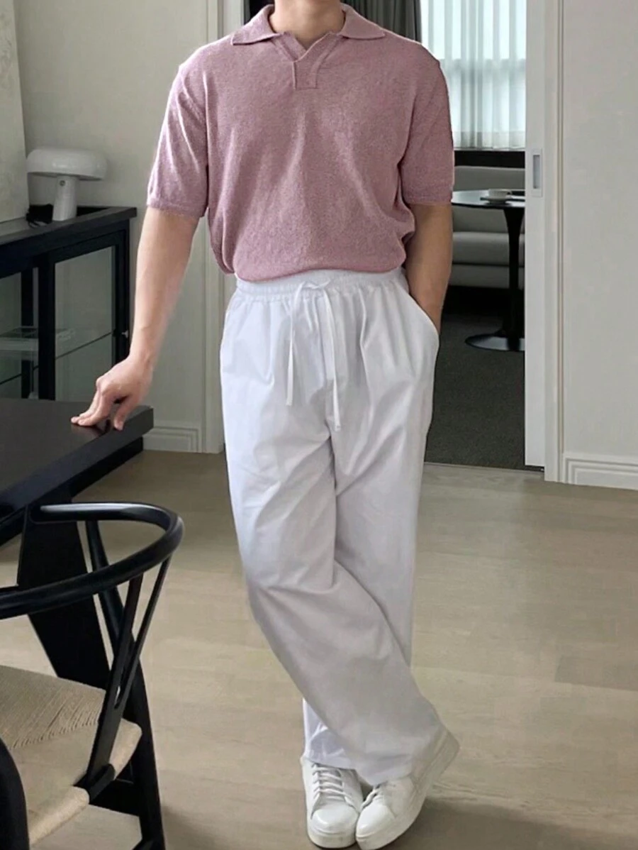 DAZY Męski jednolity liliowy sweter dojazdowy w modnym stylu