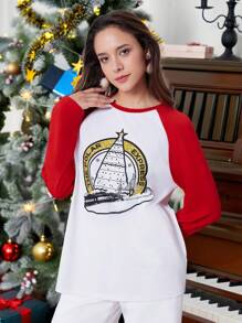 THE POLAR EXPRESS X SHEIN Women Graphic Print T-Shirts, For Christmas - White - View 1