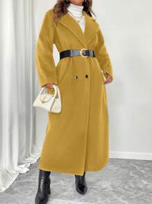 Celure Gabardina larga de mujer de talla grande con cuello vuelto y doble abotonadura, casual y elegante