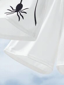 Set de 6 bucăți pentru copii, ocazional, confortabil, la modă, simplu și practic, set de tricou și pantaloni scurți, model moale de inimă și păianjen, potrivit pentru primăvară/vară și sărbători precum Ziua Îndrăgostiților"