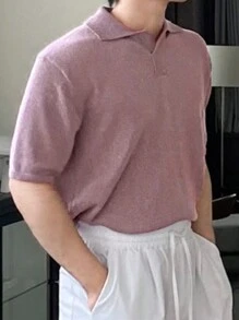 DAZY Męski jednolity liliowy sweter dojazdowy w modnym stylu