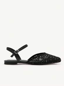 CUCCOO CHICEST 1 双女式休闲平底花卉印花网眼布乐福鞋 - 黑色 - 查看 7