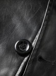 Manfinity Homme Men's Solid Color Jacket With Fluffy Collar, Casual & Simple Fashion For Everyday Wear, Grunge, Fall/Winter - Black - View 7