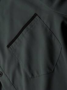 Manfinity Mode 大码男士纯色休闲商务衬衫，简约风格，适合日常穿着 - 灰色 - 查看 3