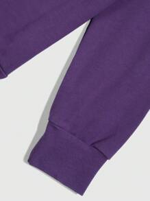 ROMWE MEN Street Life Men's Figure Graphic Print Gradient Color Washed Hoodie Sweatshirt - Purple - View 3