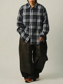 DAZY Men's Oversized Plaid Casual Loose Fit College Style Shirt