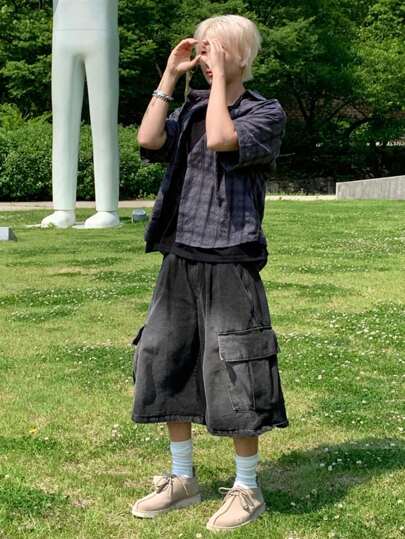 DAZY 宽松工装口袋牛仔短裤夏季