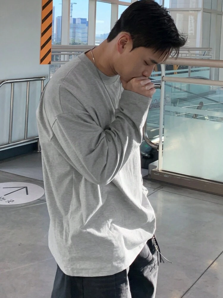 Men's Casual Heart Print T-Shirt, Streetwear Style,Fall Clothes