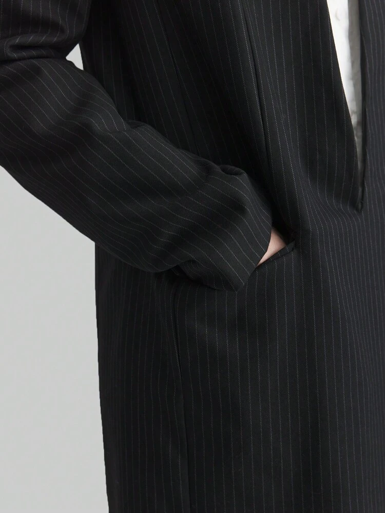 Women's Black V-Neck Business Classic New Year Long Dress, Solid Color Long Minimalist Casual Everyday Dress