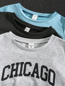 Conjunto de 6 piezas de ropa informal para niños pequeños con camiseta de cuello redondo con letras en inglés y pantalones cortos, apto para fiestas callejeras y en casa. Incluye chaqueta. Adecuado para niños en edad escolar, para usar a diario, para viajar, hacer deporte y en primavera, verano e invierno. Diseño de alto rendimiento.