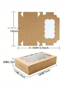 SHEIN 20pcs Rectangle Window Kraft Paper Candy Macaron Pastry Box Wedding Party Favor Baking Packaging Box School Supplies Food Bag Food Box Suitable For Candy Chocolate Cookies Etc.,Fall Decor