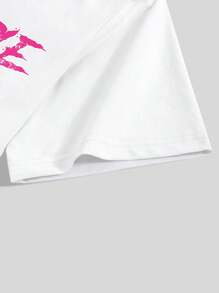 Manfinity Roghcode 男式口号与人物图案圆领短袖休闲 T 恤 - 白色 - 查看 4