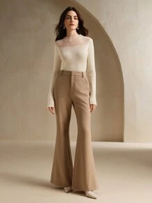 Anewsta Camiseta básica de manga larga con cuello redondo y diseño de empalme transparente para atuendo de primavera para mujeres
