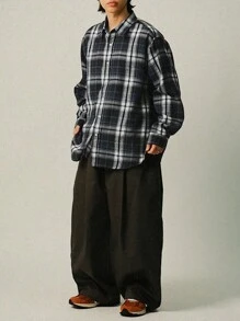 DAZY Men's Oversized Plaid Casual Loose Fit College Style Shirt