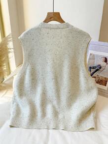 SHEIN Privé Plus Size 'Be Mine' Knitted Cropped Tank Top Vest - Apricot - View 2