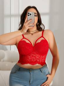 SHEIN 大码优雅性感纯色蕾丝无钢圈内衣胸罩