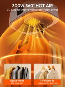 JMMO Secadora de Roupas Portátil Mini Secadoras com Controle Remoto, Bolsa Portátil para Secagem de Roupas, Secadora Elétrica com Controle Remoto, Secagem com Ciclo 3D, Secagem com Temperatura Constante, Roupas Macias e Protetoras, Temporizador Inteligente de 1~8 Horas, Secagem Rápida de 20 Minutos, Ajuste de Duas Velocidades Adequado para Uma Variedade de Tecidos, Desodorização e Remoção de Ácaros para Viagem, Trailer, Casa, Apartamento, Dormitório - Plugue UE Férias, Camping, Artigos Essenciais de Férias, Acessórios de Férias, Suprimentos de Camping