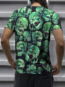 Manfinity Dauomo Men's Skull Graphic Round Neck Loose Fit Short Sleeve T-Shirt - Multicolor - View 2