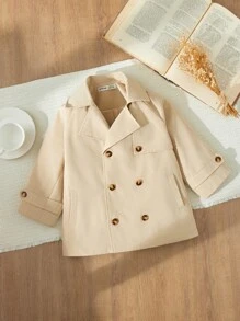 Blossori Abrigo cruzado de gabardina elegante y holgado para niños pequeños, para otoño/invierno