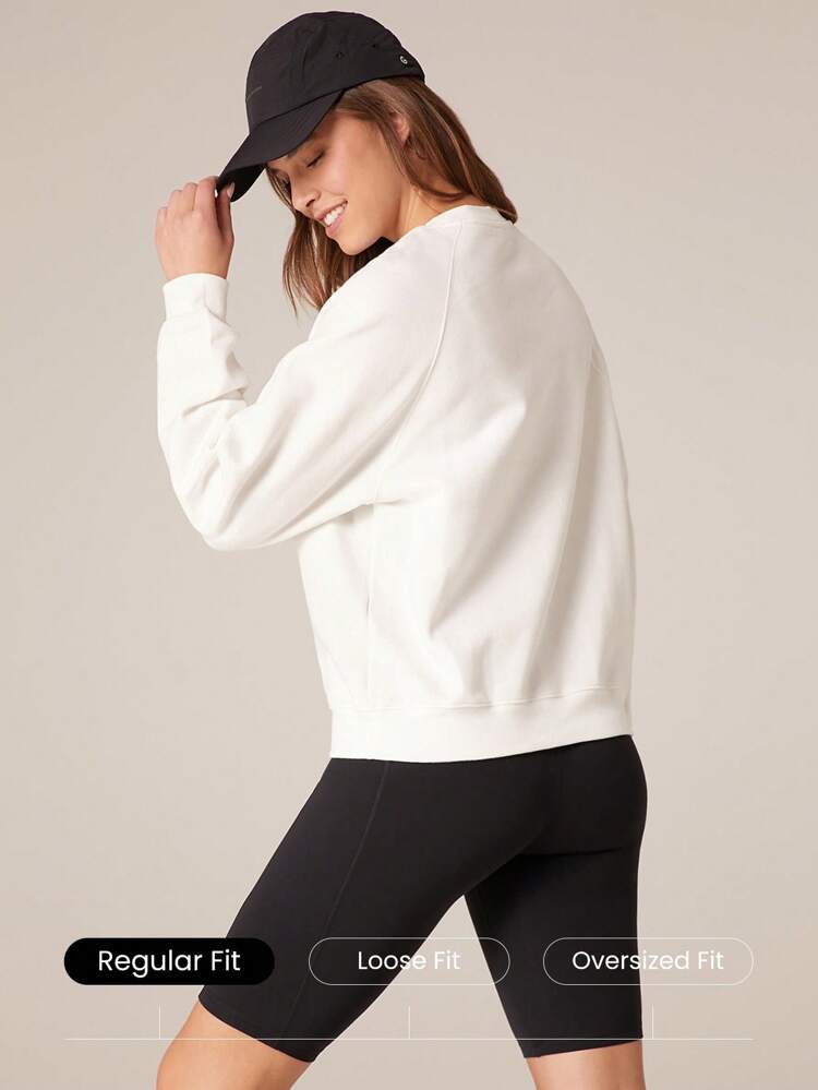 Everyday Fleece Relaxed Fit Badge Embroidered Sweater Sweatshirt Daily Casual Full Winter