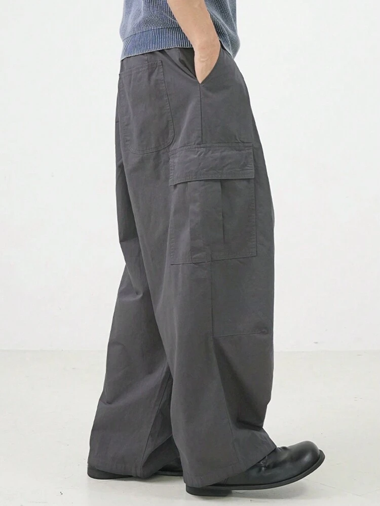 Men's Drawstring Straight Leg Cargo Pocket Casual Pants