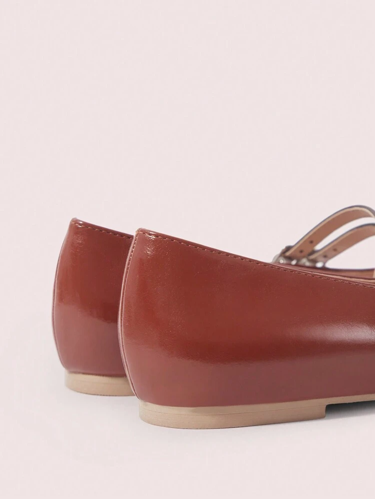 CUCCOO DOLLMOD Women's Burgundy PU Leather Flat Casual Slip-On Loafers