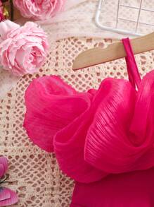 SHEIN 可爱粉色细肩带露肩连体衣，适合女婴，夏季 - 粉色 - 查看 3