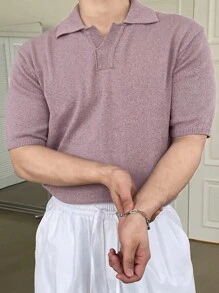 DAZY Męski jednolity liliowy sweter dojazdowy w modnym stylu