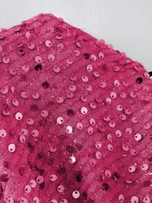 SHEIN Belle Sukienka Maxi z kontrastowymi cekinami i jednym ramieniem oraz niskim dołem