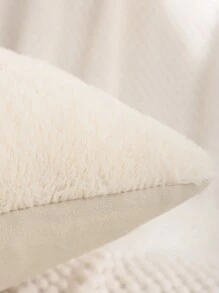 1pc Gold Sequin Cushion Cover, Plush Embroidered Crescent Moon & Star Decor For Eid - Beige - View 3