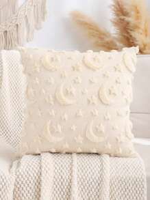 1 件斋月装饰靠垫套，带新月毛绒绗缝刺绣，秋季装饰，秋季装饰，房间装饰