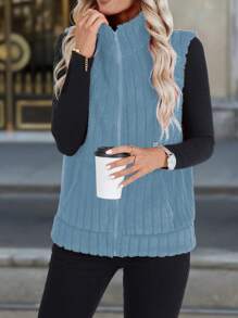 SHEIN LUNE 休闲纯色羊毛背心夹克，秋冬