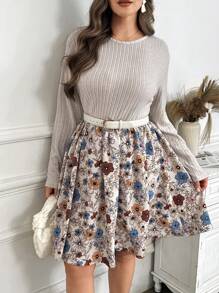 SHEIN Frenchy 大码简约休闲日常连衣裙