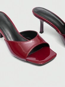 CUCCOO BIZCHIC Square Toe Stilettos Burgundy Women's High Heel Ankle Strap Sandals, Sexy Party Outfit For Spring/Summer Spring Shoes Spring Break Easter For Christmas - Burgundy - View 5