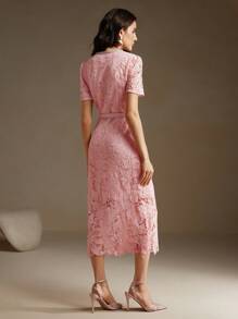 Anewsta Pink Lace New Party Birthday Dress For Valentine's Day - Pink - View 7