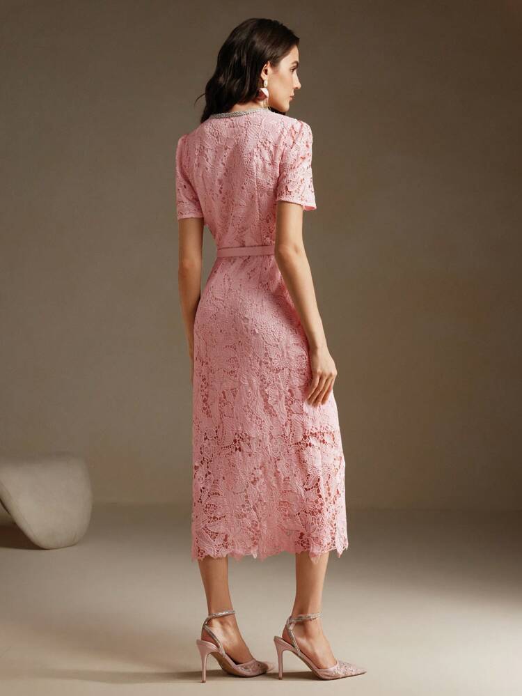 Pink Lace New Party Birthday Dress For Valentine's Day
