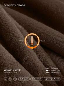 GLOWMODE Everyday Fleece Keep It Casual Unisex Long Sleeve Hoodie Jacket With Basic Pockets Daily Casual - Brown - View 4