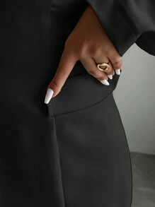 Elenzga Plus Size Plain Minimalist Fashion Casual Blazer, Suitable For Everyday Wear Graduation,Back To School,Teacher Outfits For Women Fall Cloth For Women Autumn - Black - View 5