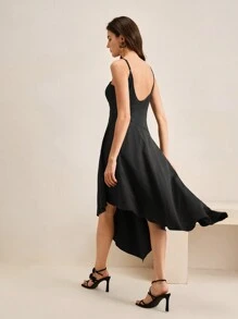 Anewsta Váy midi hở vai thêu hoa thanh lịch cho nữ, trang phục mùa hè cho nữ, ngày lễ tình nhân, đêm hẹn hò - màu đen - Xem 5