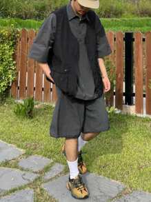 DAZY Men's College Style Short Sleeve Drawstring Top And Shorts Polo Suit,Fall Clothes