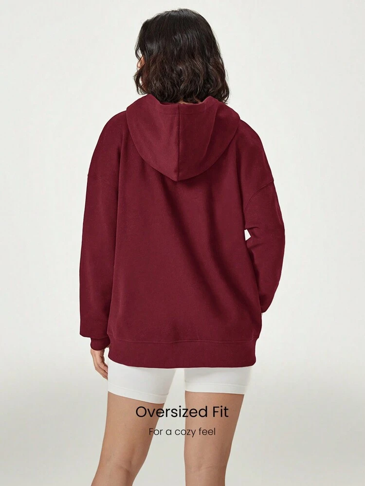 Codzienna polarowa kurtka z kapturem z długim rękawem i kieszeniami typu casual unisex