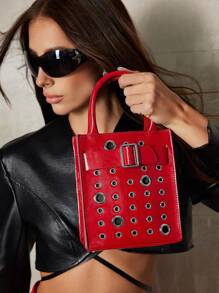 SHEIN ICON Women's Fashionable Urban Chic Y2K Pouch Handbag Valentines - Red - View 2