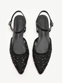 CUCCOO CHICEST 1 双女式休闲平底花卉印花网眼布乐福鞋 - 黑色 - 查看 8