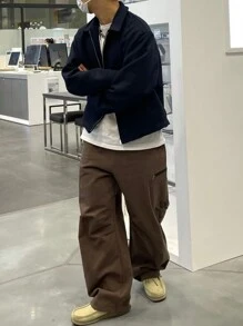 DAZY 男式休闲直筒拉链前开衩工装裤