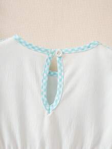 SHEIN 女孩纯色轻便长袖 A 字裙，简约可爱休闲装，适合春秋季节